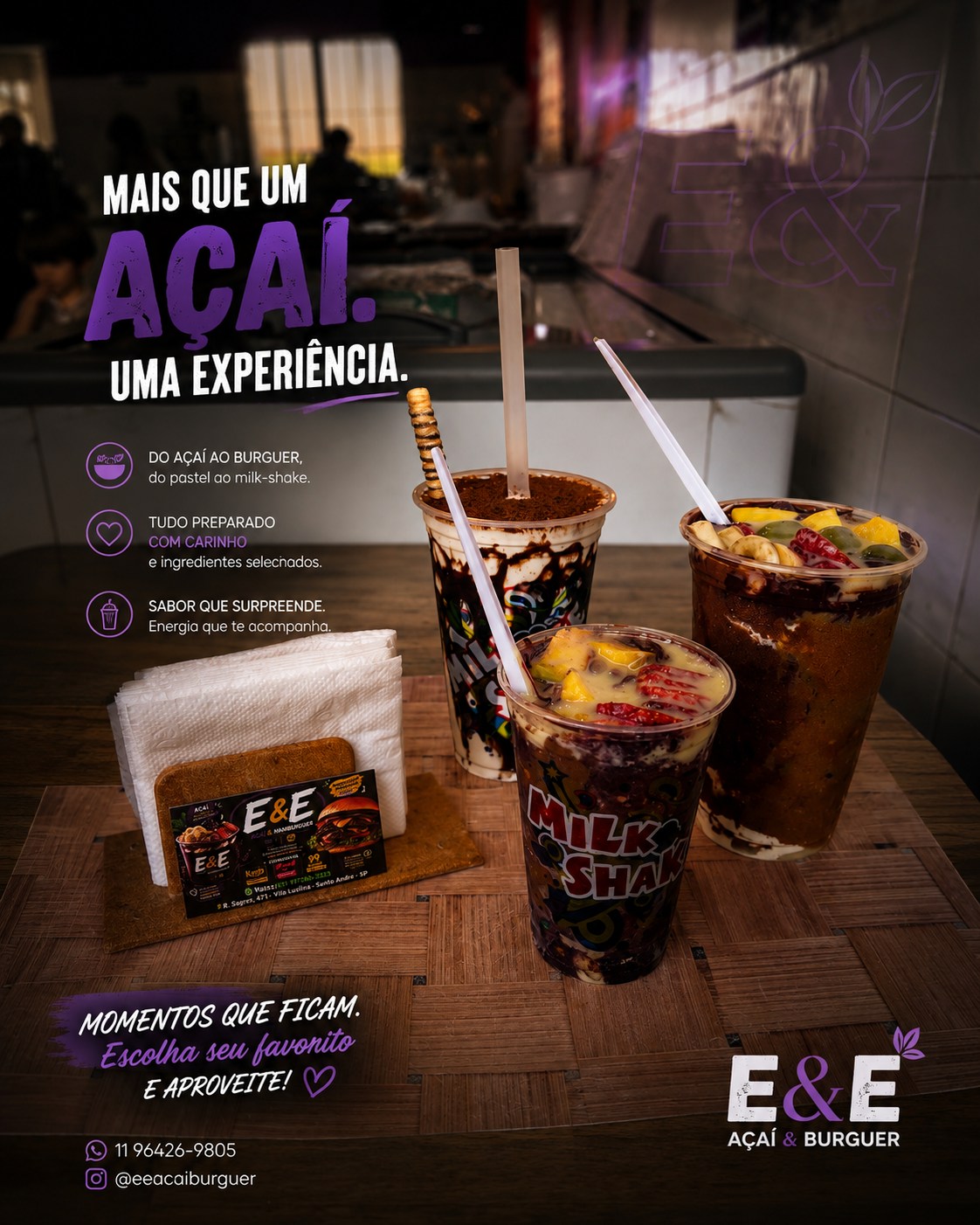 Açaí e milk-shakes da EeE — mais que um açaí, uma experiência